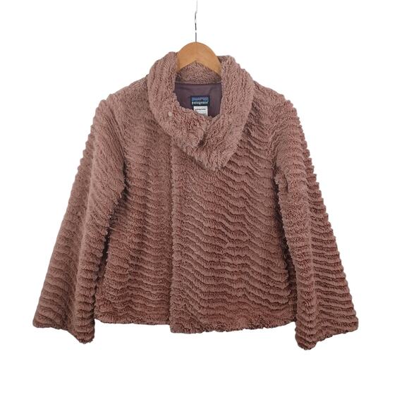 Patagonia Pelage Faux Fur Jacket Womens Small Pink High Pile Curly Fleece Preppy - Picture 1 of 13
